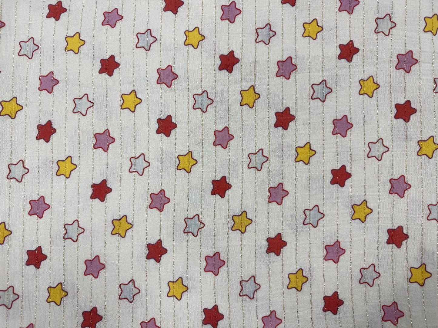 Parıltılı Detaylara Sahip Çift Katlı Tül Muslin Kumaş – Ayı, Hilal, Puantiye ve Yıldız Desenleri – Dikiş, El Sanatları için Kumaş, 148 cm genişliğinde