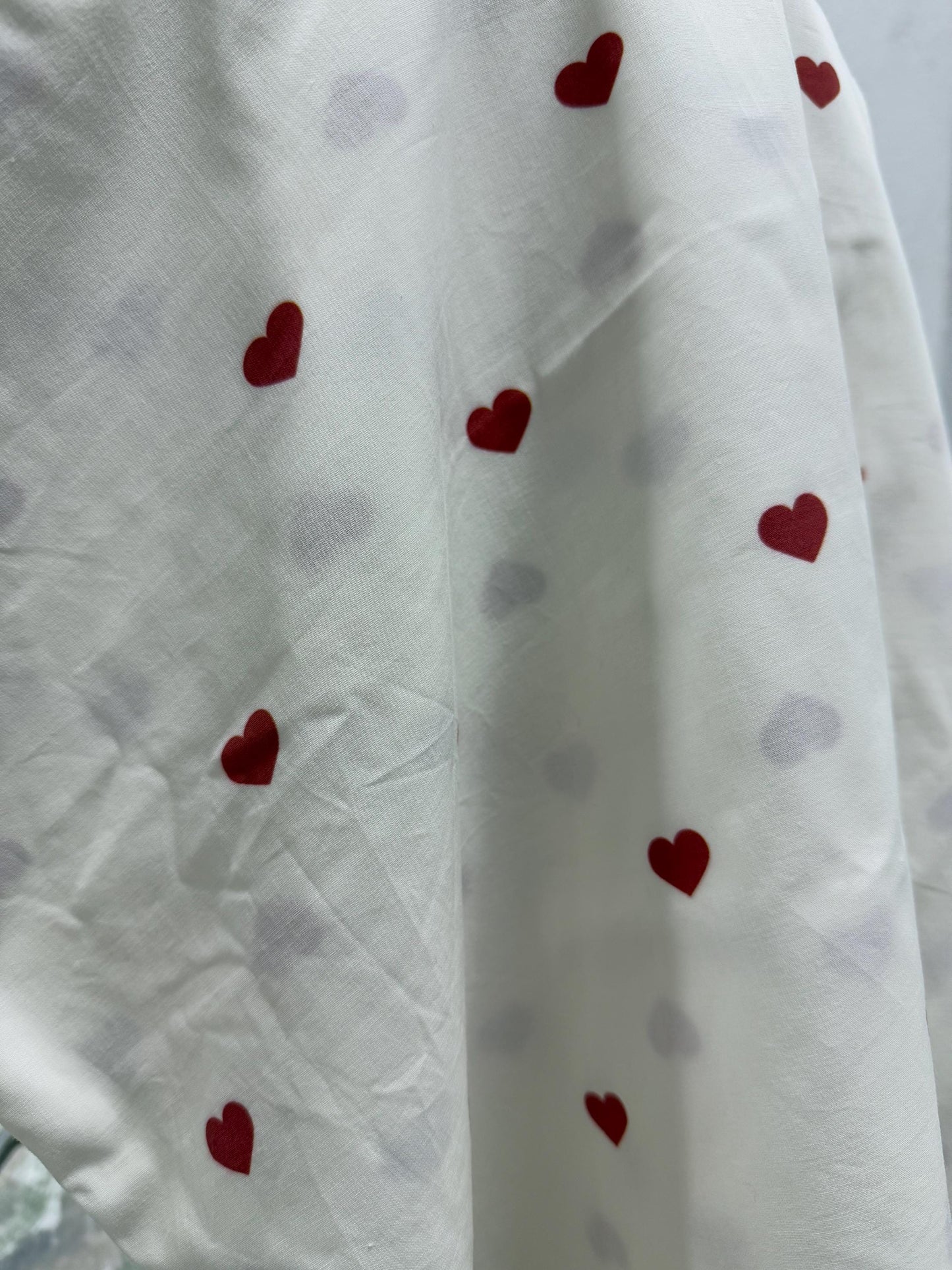 Kalp Desenli Poplin Kumaş, El Sanatları ve Terzilik için Pigment Baskılı Pamuk Poplin, Dikiş için Kumaş, Ev Dekorasyonu Kumaşı, Hediyelik Kumaş