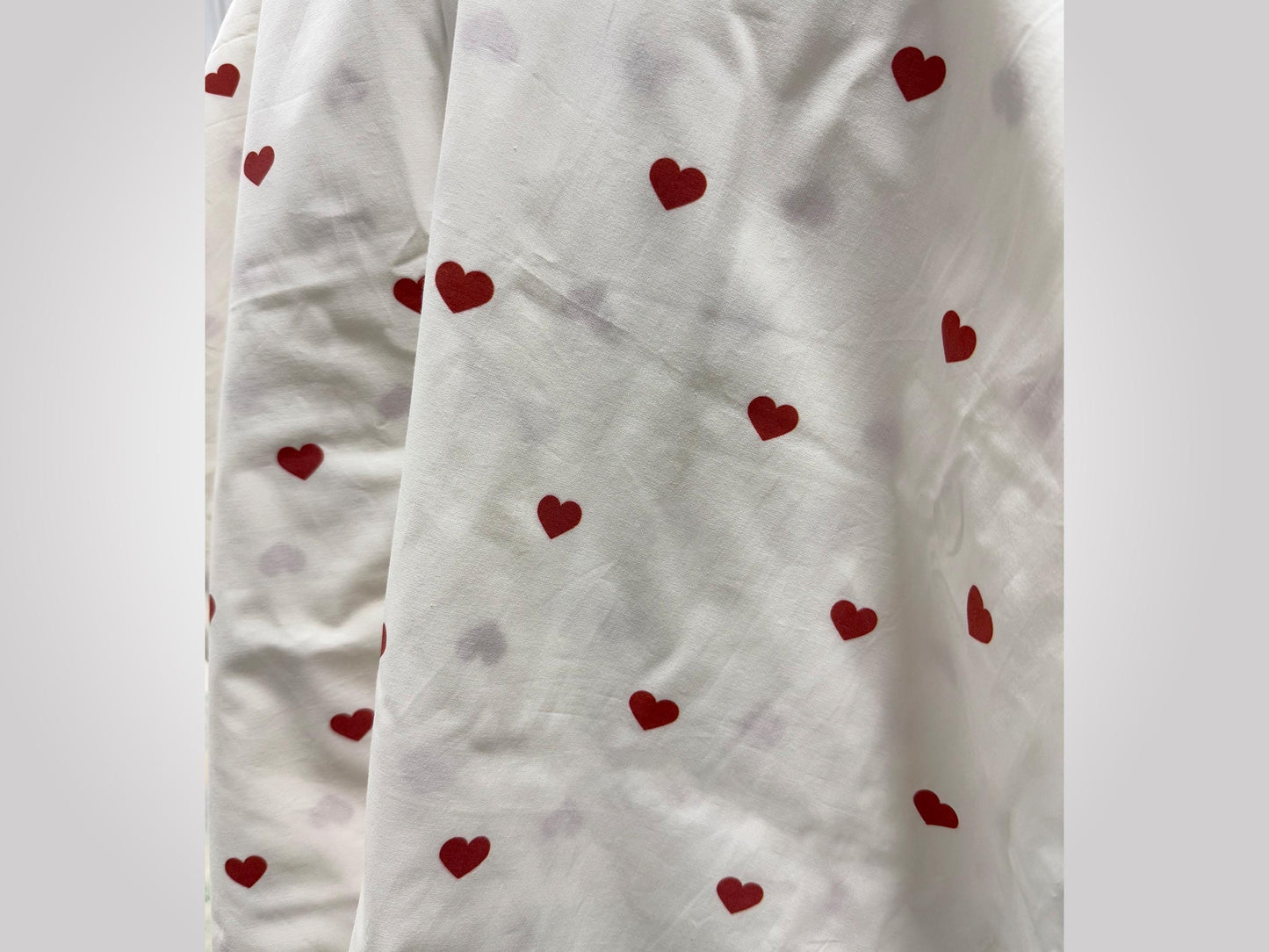 Kalp Desenli Poplin Kumaş, El Sanatları ve Terzilik için Pigment Baskılı Pamuk Poplin, Dikiş için Kumaş, Ev Dekorasyonu Kumaşı, Hediyelik Kumaş