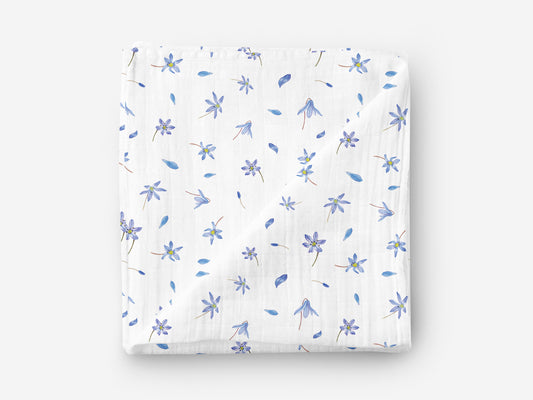 Narin Mavi Çiçek Desenli Kumaş