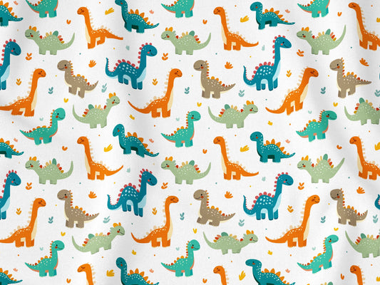 Eğlenceli Dinozor Desenli Kumaş – Müslin, Poplin, Keten ve Diğer Seçenekler