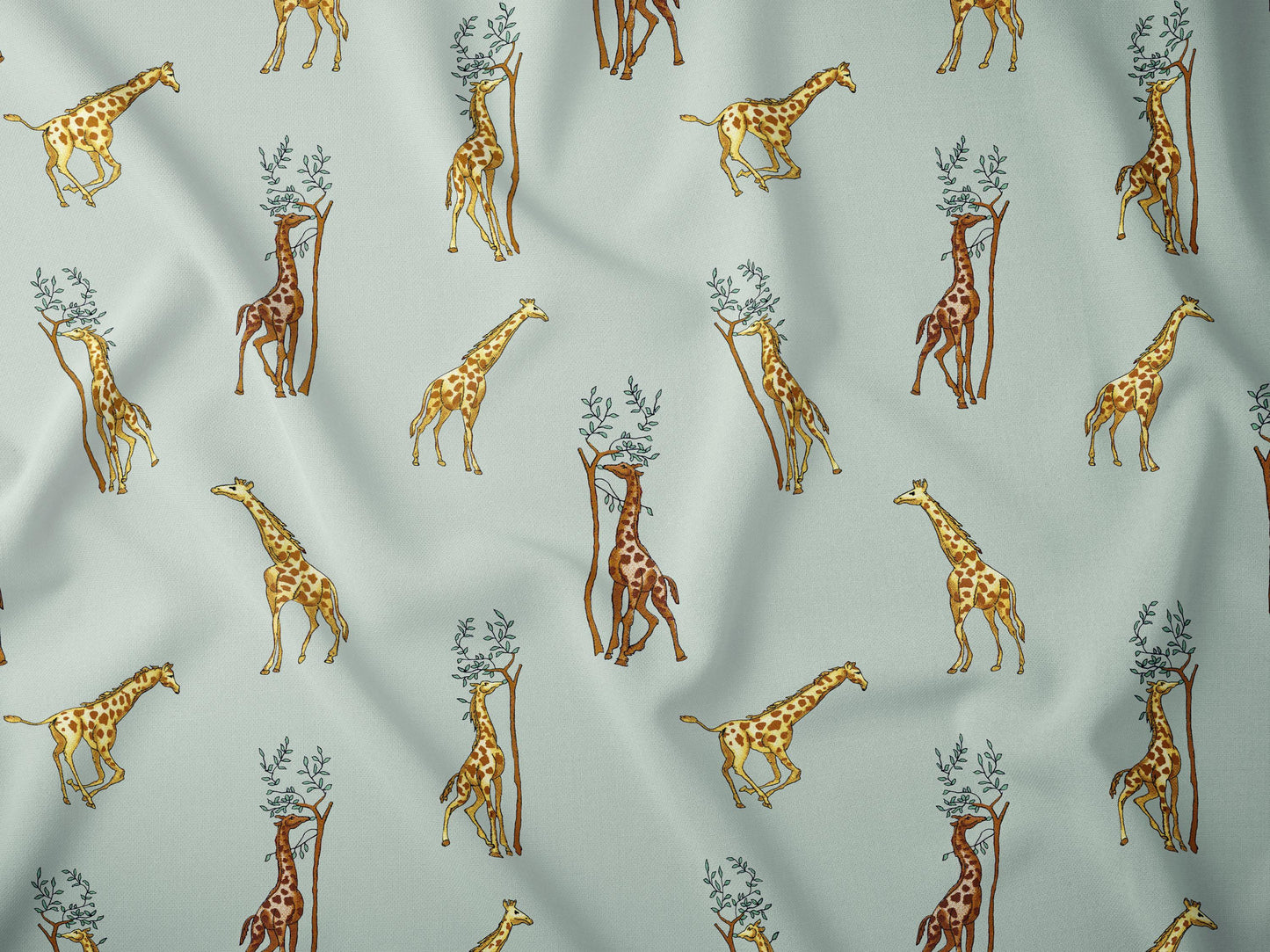 Zürafa Desenli Kumaş - Safari Hayvan Desenli | Muslin, Poplin, Keten, Saten, Kot, Gabardin, Döşemelik ve Ceket Dikimi İçin Su Geçirmez