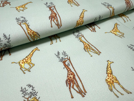 Zürafa Desenli Kumaş - Safari Hayvan Desenli | Muslin, Poplin, Keten, Saten, Kot, Gabardin, Döşemelik ve Ceket Dikimi İçin Su Geçirmez
