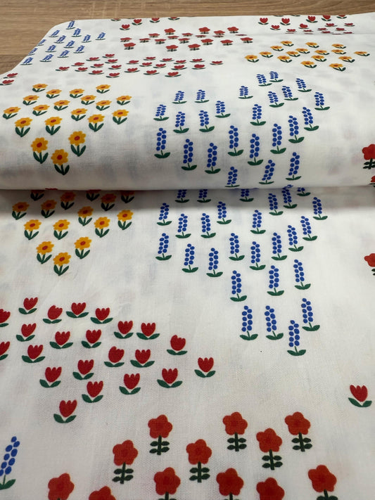 Renkli Çiçekli Poplin Kumaş, Pigment Baskılı Kumaş, El Sanatları ve Terzilik için Poplin, Ev Dekorasyonu Kumaşı, 148 cm genişliğinde