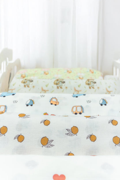 Tavşan ve Bitki Desenli Kumaş - Pamuk-Polyester Karışımı - El Sanatları, Terzilik ve Ev Dekorasyonu için Transfer Baskı Kumaş, 148 cm genişliğinde