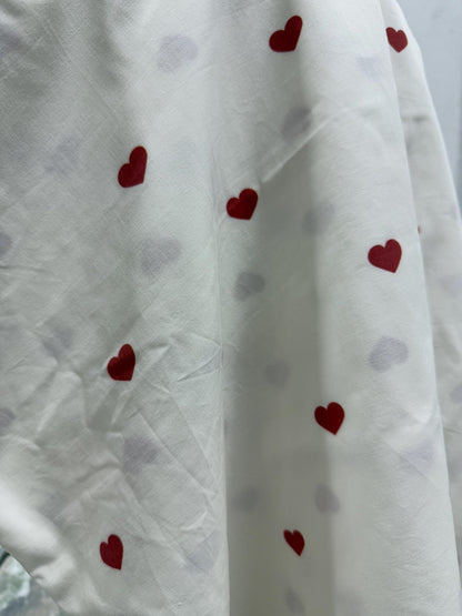 Kalp Desenli Poplin Kumaş, El Sanatları ve Terzilik için Pigment Baskılı Pamuk Poplin, Dikiş için Kumaş, Ev Dekorasyonu Kumaşı, Hediyelik Kumaş