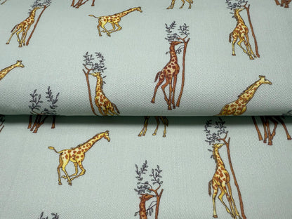 Zürafa Desenli Kumaş - Safari Hayvan Desenli | Muslin, Poplin, Keten, Saten, Kot, Gabardin, Döşemelik ve Ceket Dikimi İçin Su Geçirmez
