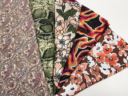 Boho Çiçekli Çizgili Kumaş - Müslin, Poplin, Keten, Saten, Denim, Gabardin ve Su Geçirmez Paraşüt Kumaş Üzerine Etnik Desen Baskılı