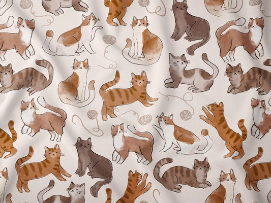 Kedi Baskılı Kumaş – Kendin Yap, Döşeme ve Giyim için Muslin, Poplin, Keten, Saten ve Kot Kumaşlara Özel Baskı