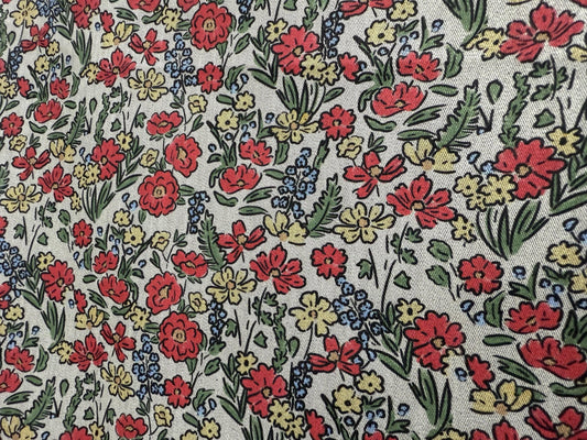 Çiçekli Kumaş – Kendin Yap, Döşeme ve Giyim için Muslin, Poplin, Keten, Saten ve Kot Kumaşlara Özel Baskı – Kırmızı ve Sarı Çiçekler