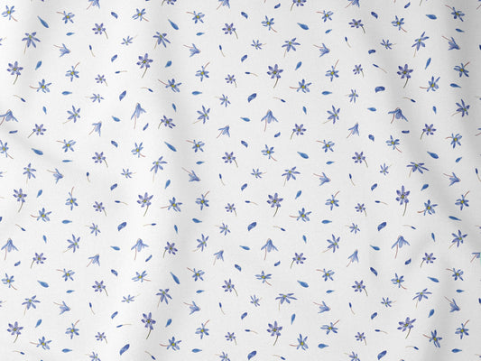Narin Mavi Çiçek Desenli Kumaş
