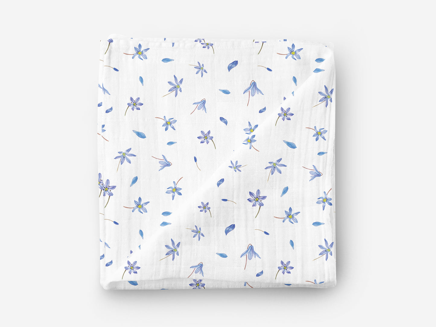 Narin Mavi Çiçek Desenli Kumaş