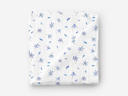 Narin Mavi Çiçek Desenli Kumaş