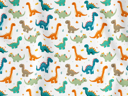 Eğlenceli Dinozor Desenli Kumaş – Müslin, Poplin, Keten ve Diğer Seçenekler
